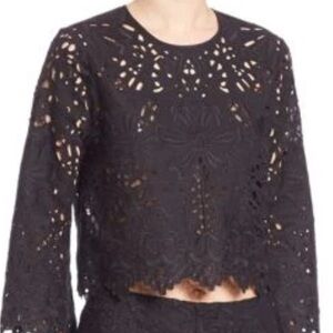 Theory Brizabella eyelet, black blouse size Small